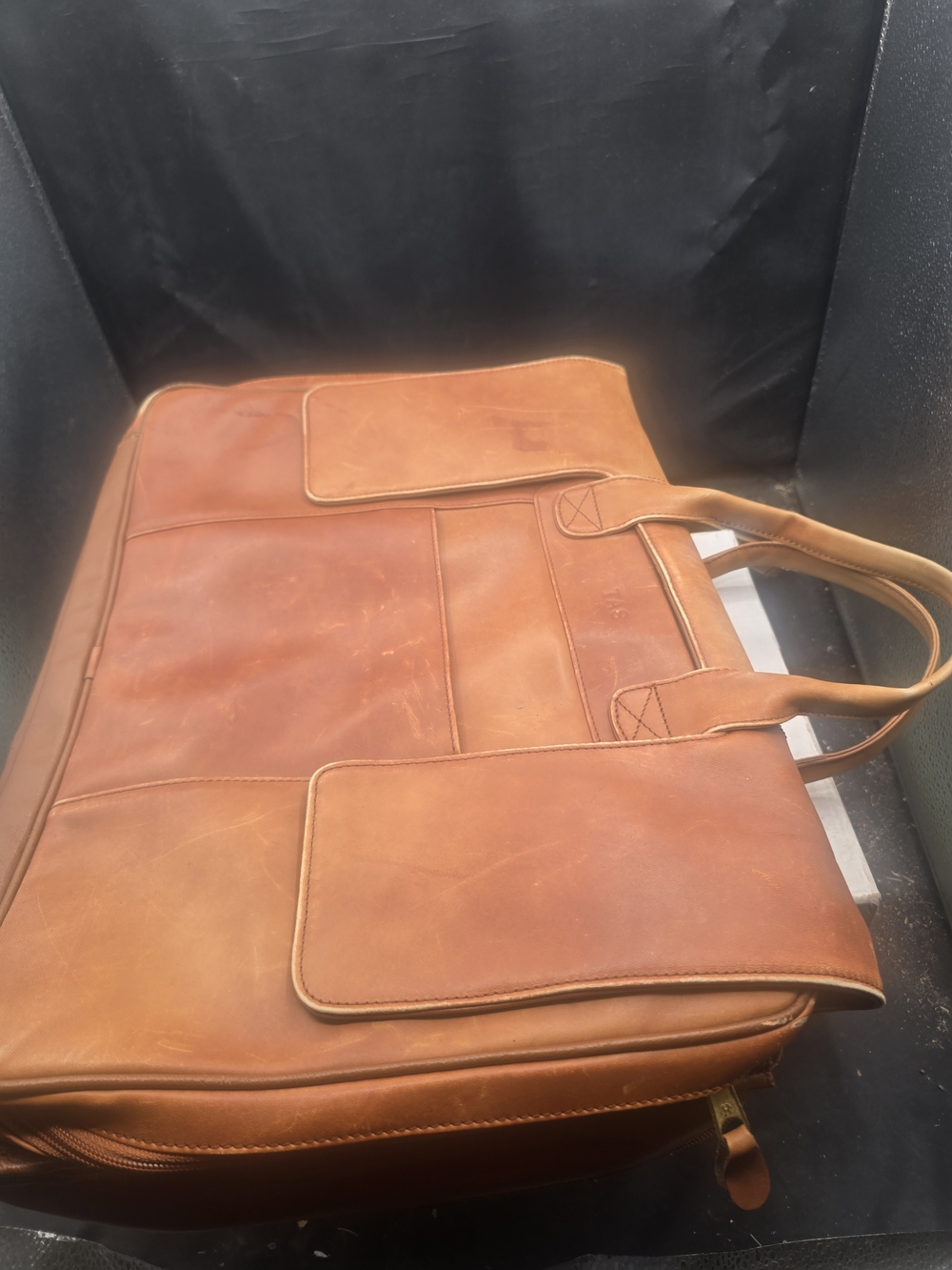 Men's Leather‎ Briefcase Tote in Tan
